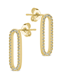 Esperanza Pavé Oval Drop Earrings