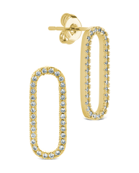 Esperanza Pavé Oval Drop Earrings