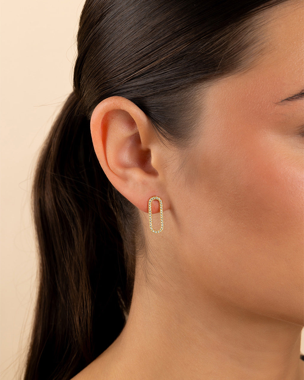 Esperanza Pavé Oval Drop Earrings