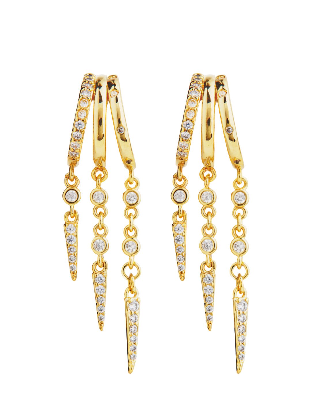 Jenna Triple Spike Dangle Huggies - Sterling Forever