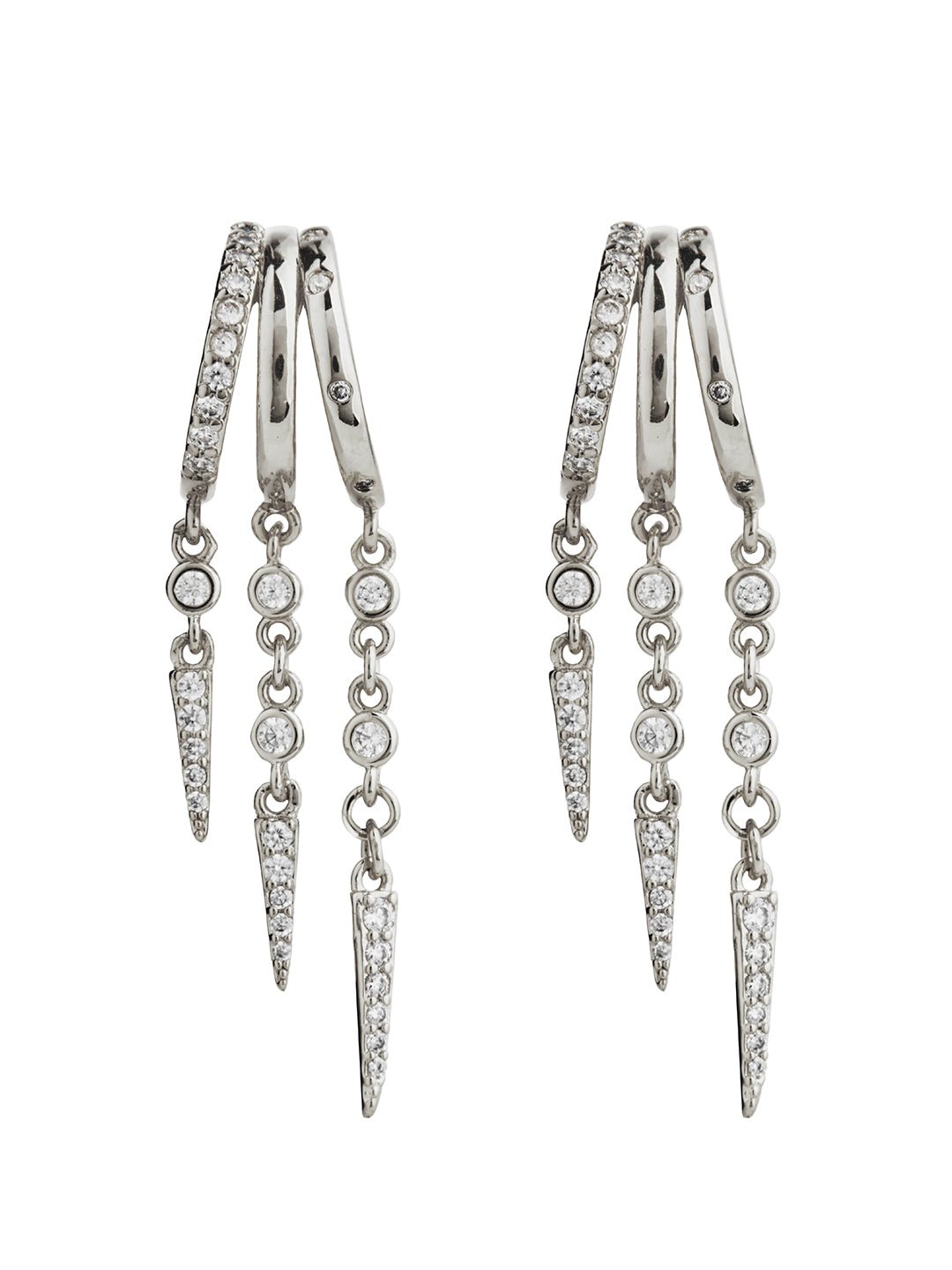 Jenna Triple Spike Dangle Huggies - Sterling Forever
