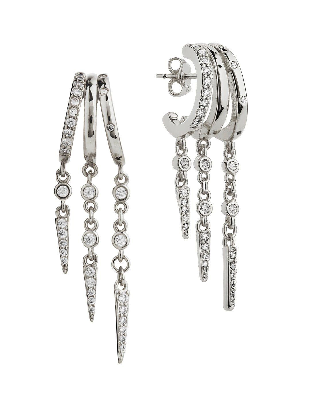 Jenna Triple Spike Dangle Huggies - Sterling Forever