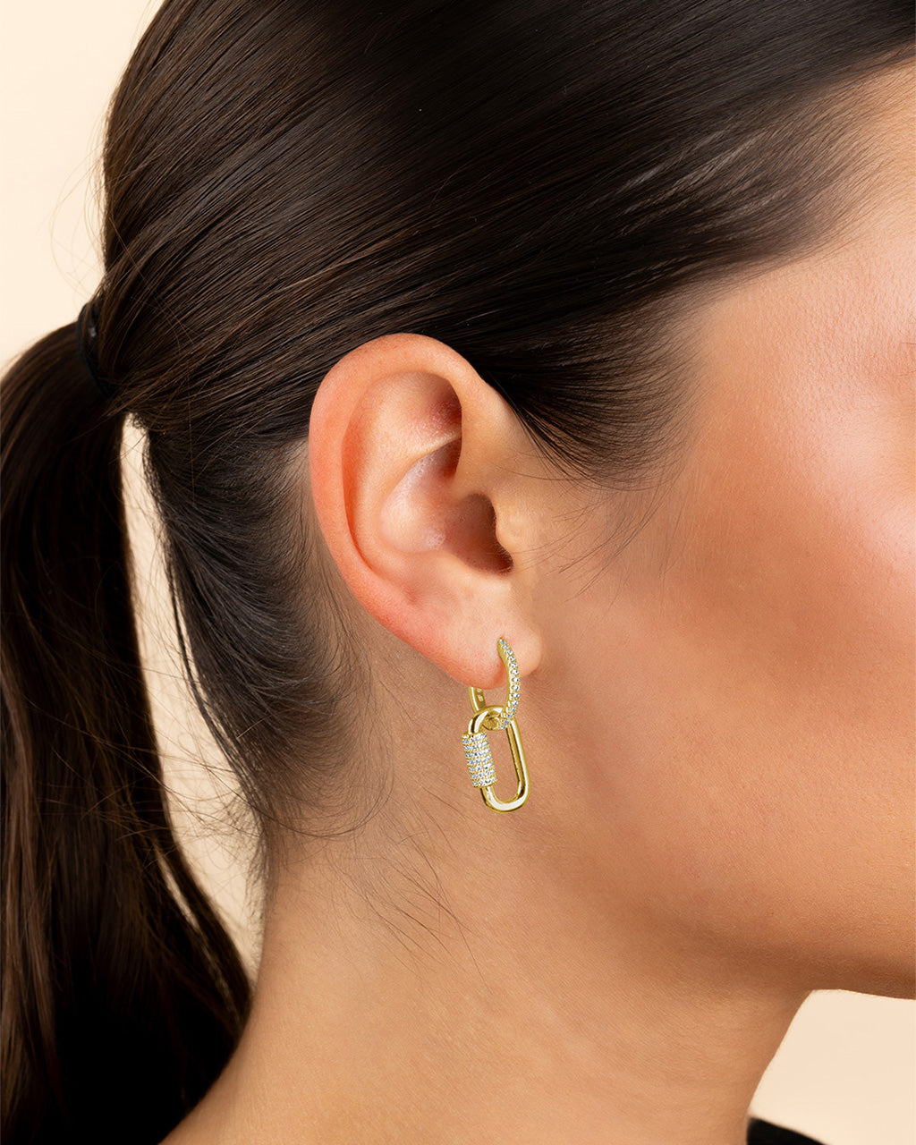 Kaliyah Pavé Carabiner Link Earrings