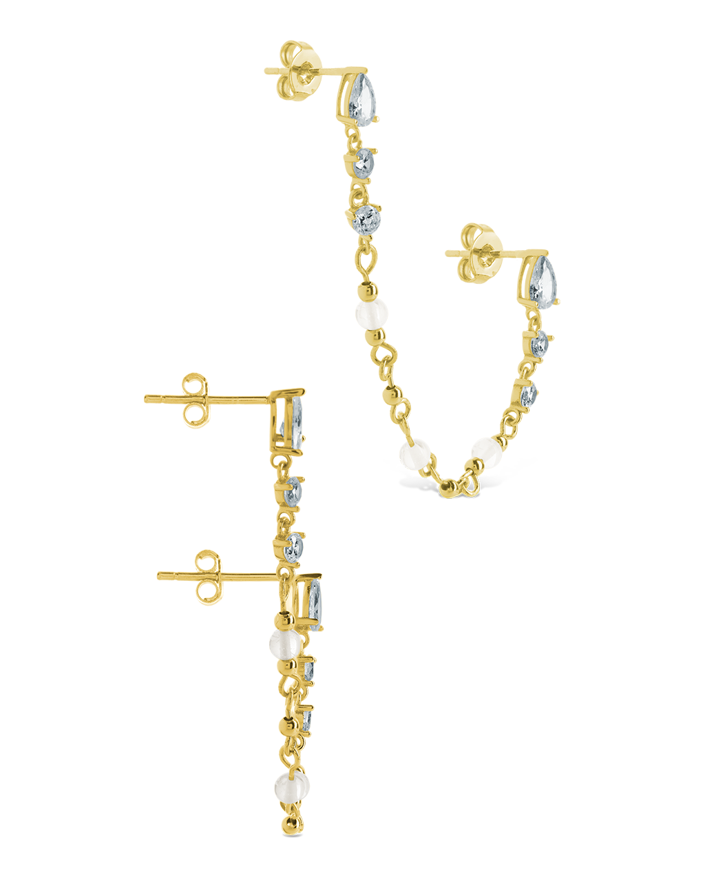 Teardrop Double Dangle Chain Earrings
