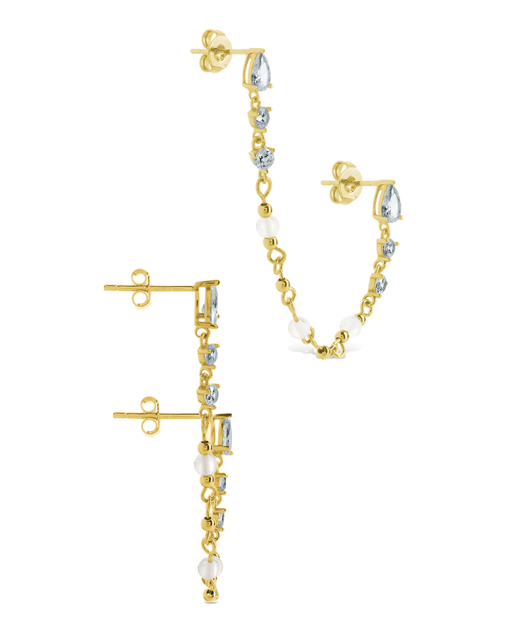 Teardrop Double Dangle Chain Earrings