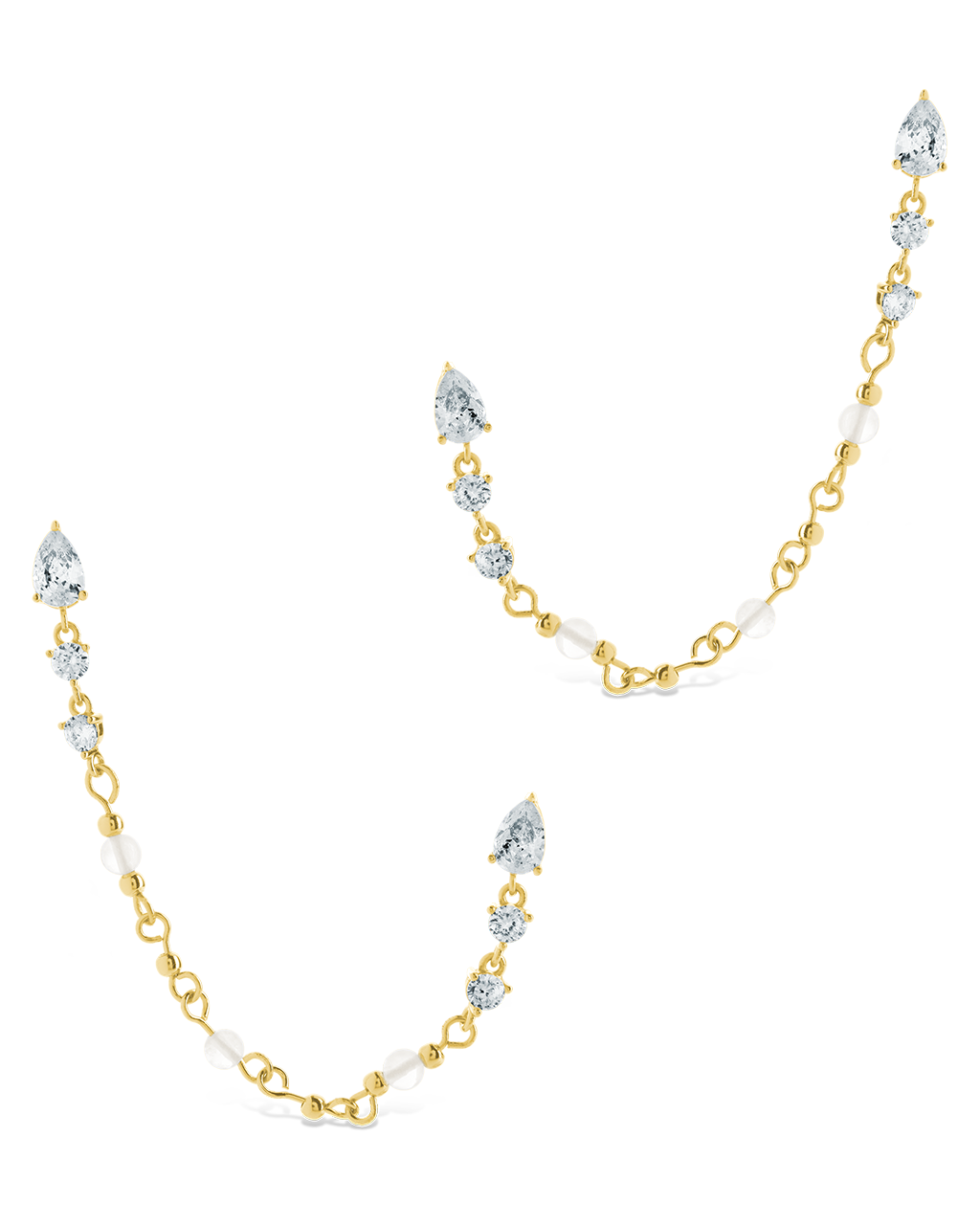 Teardrop Double Dangle Chain Earrings