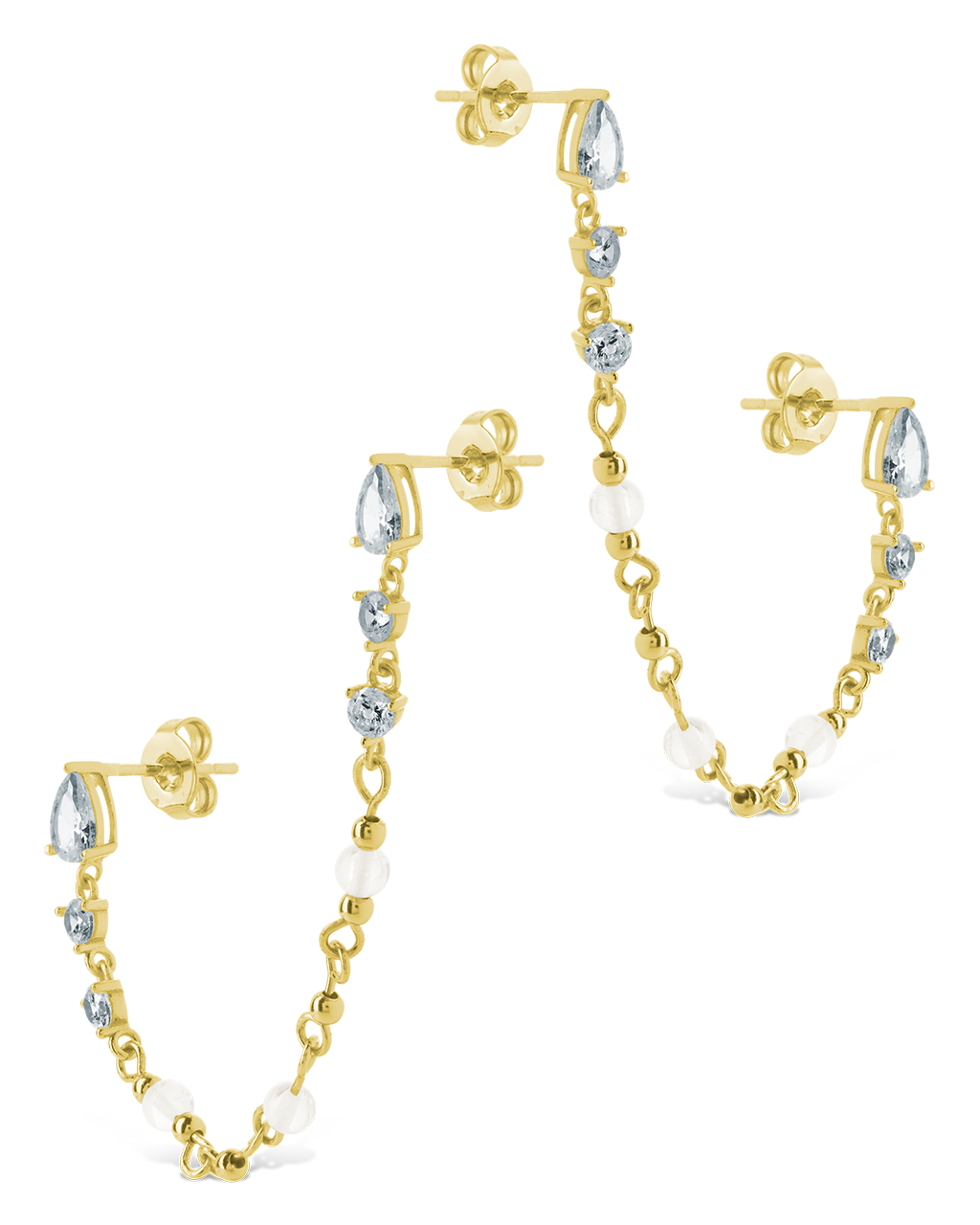 Teardrop Double Dangle Chain Earrings