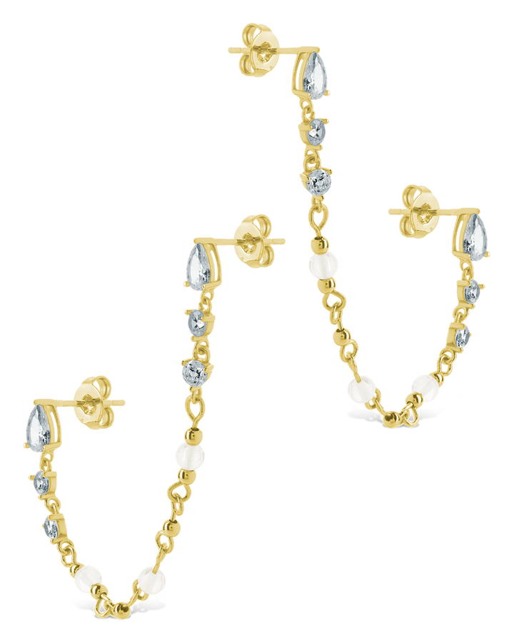 Teardrop Double Dangle Chain Earrings