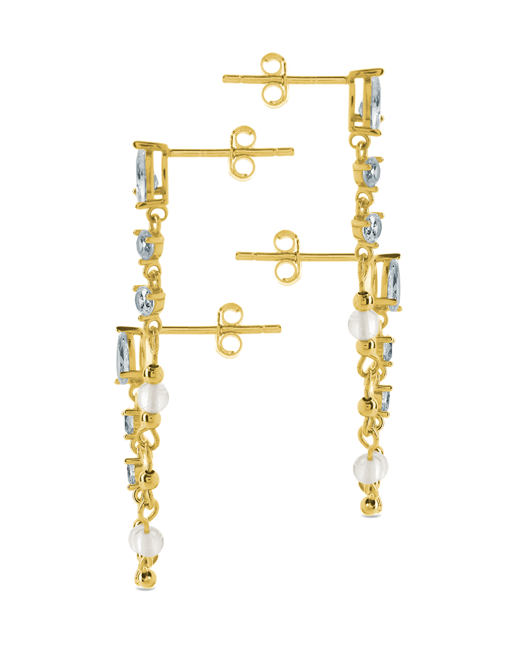 Teardrop Double Dangle Chain Earrings