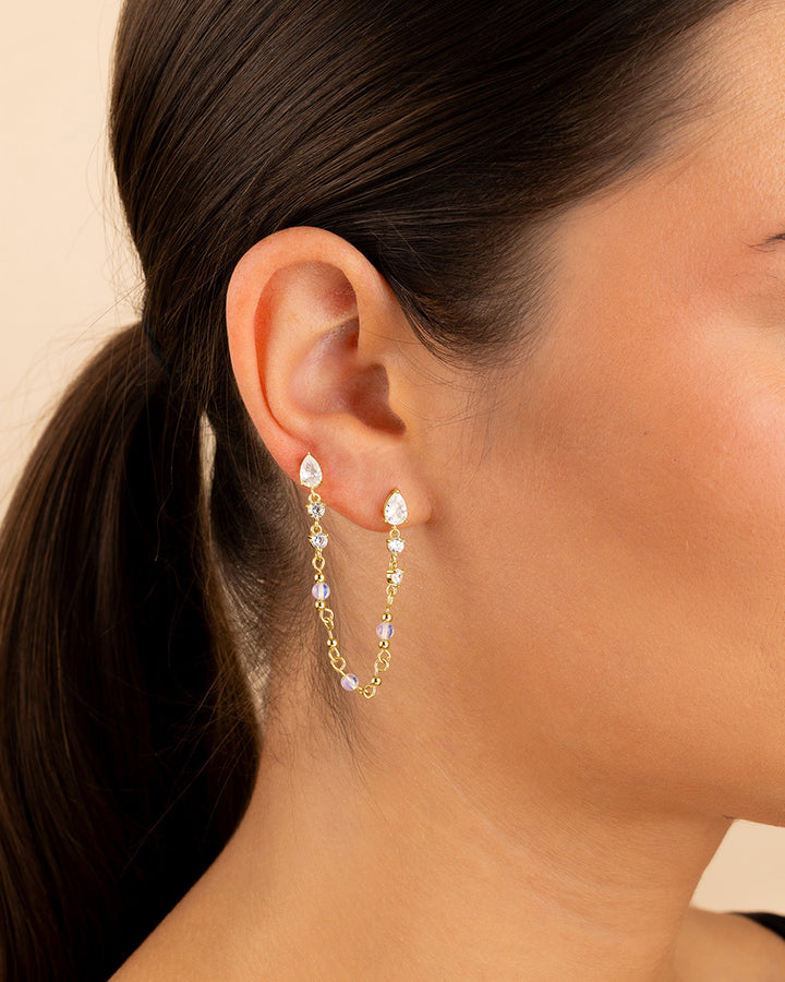 Teardrop Double Dangle Chain Earrings