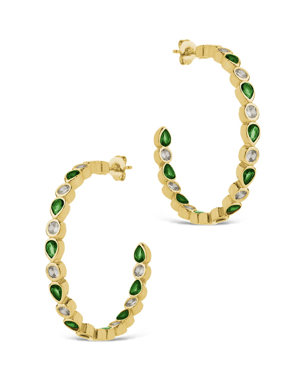 Bezel Set Mixed CZ Hoops