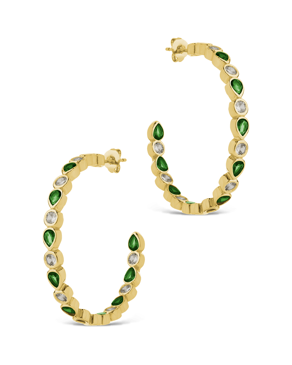 Bezel Set Mixed CZ Hoops - Sterling Forever