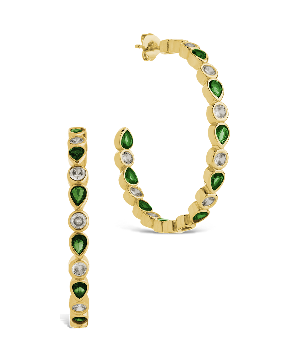 Bezel Set Mixed CZ Hoops