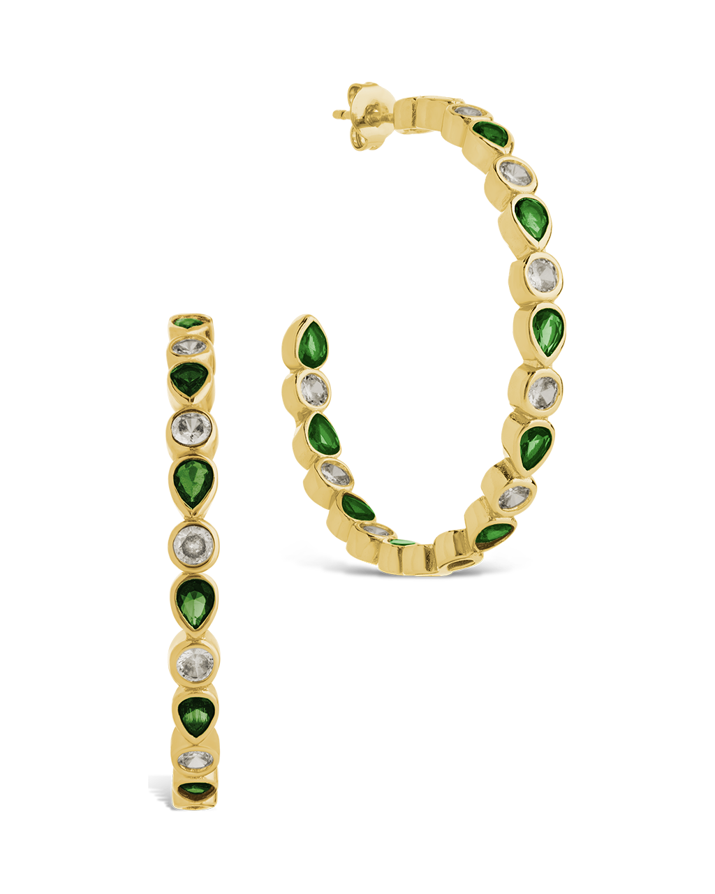 Bezel Set Mixed CZ Hoops