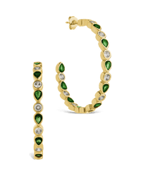 Bezel Set Mixed CZ Hoops - Sterling Forever