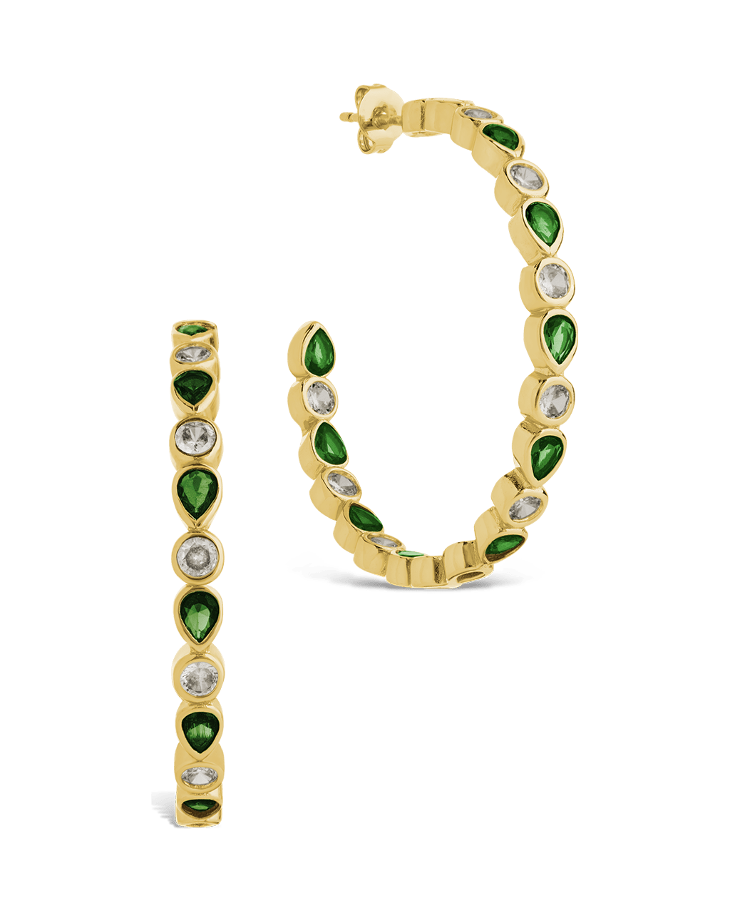 Bezel Set Mixed CZ Hoops - Sterling Forever