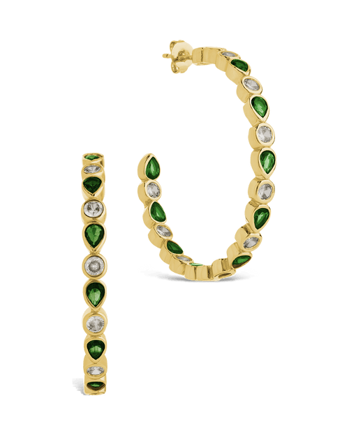 Bezel Set Mixed CZ Hoops - Sterling Forever