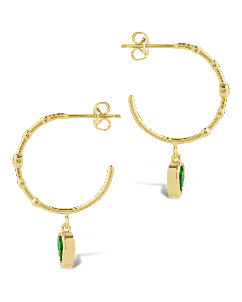 Bezel CZ Station Hoop Earrings - Sterling Forever