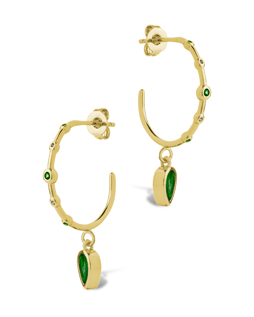 Bezel CZ Station Hoop Earrings - Sterling Forever