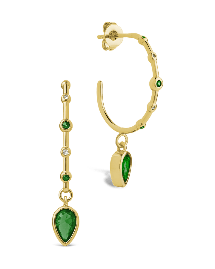 Bezel CZ Station Hoop Earrings