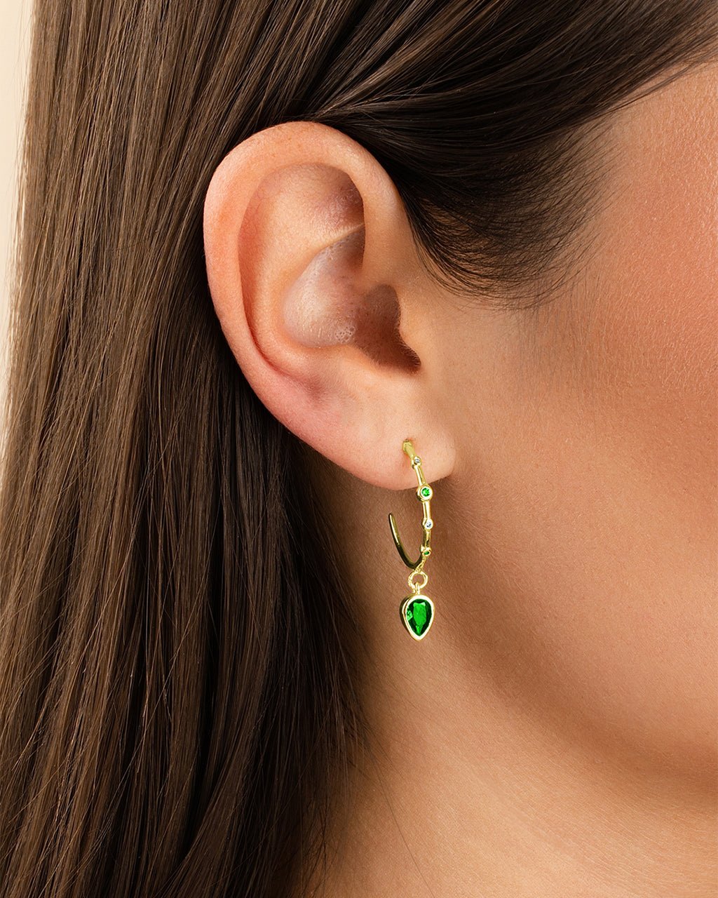 Bezel CZ Station Hoop Earrings - Sterling Forever
