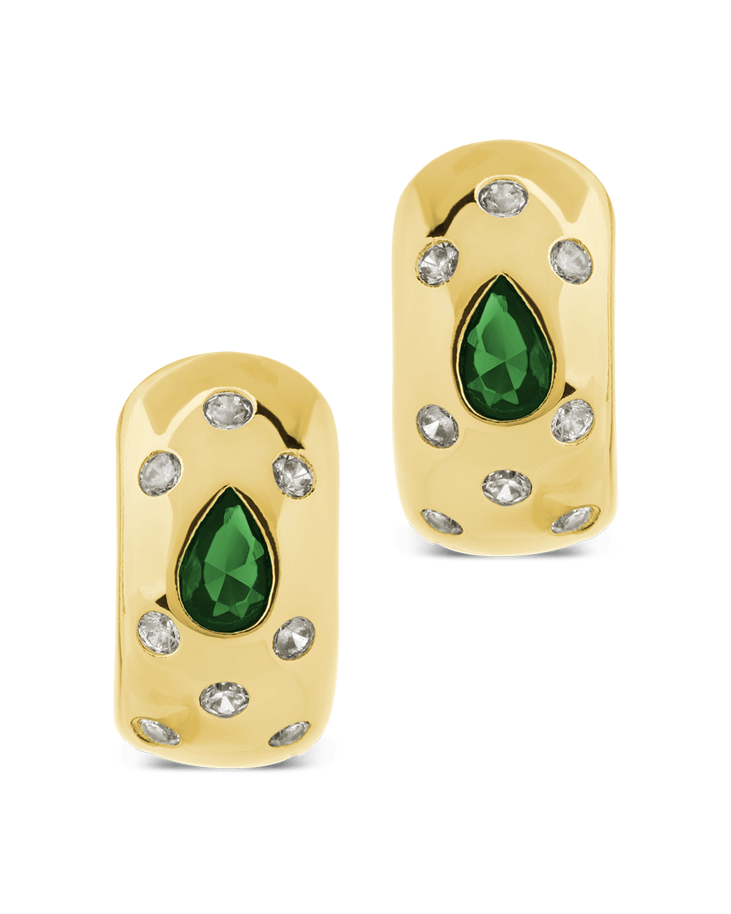 Mixed CZ Chunky Huggie Hoops - Sterling Forever