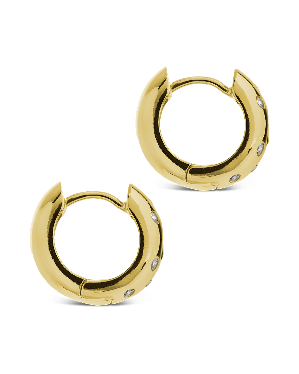 Mixed CZ Chunky Huggie Hoops - Sterling Forever