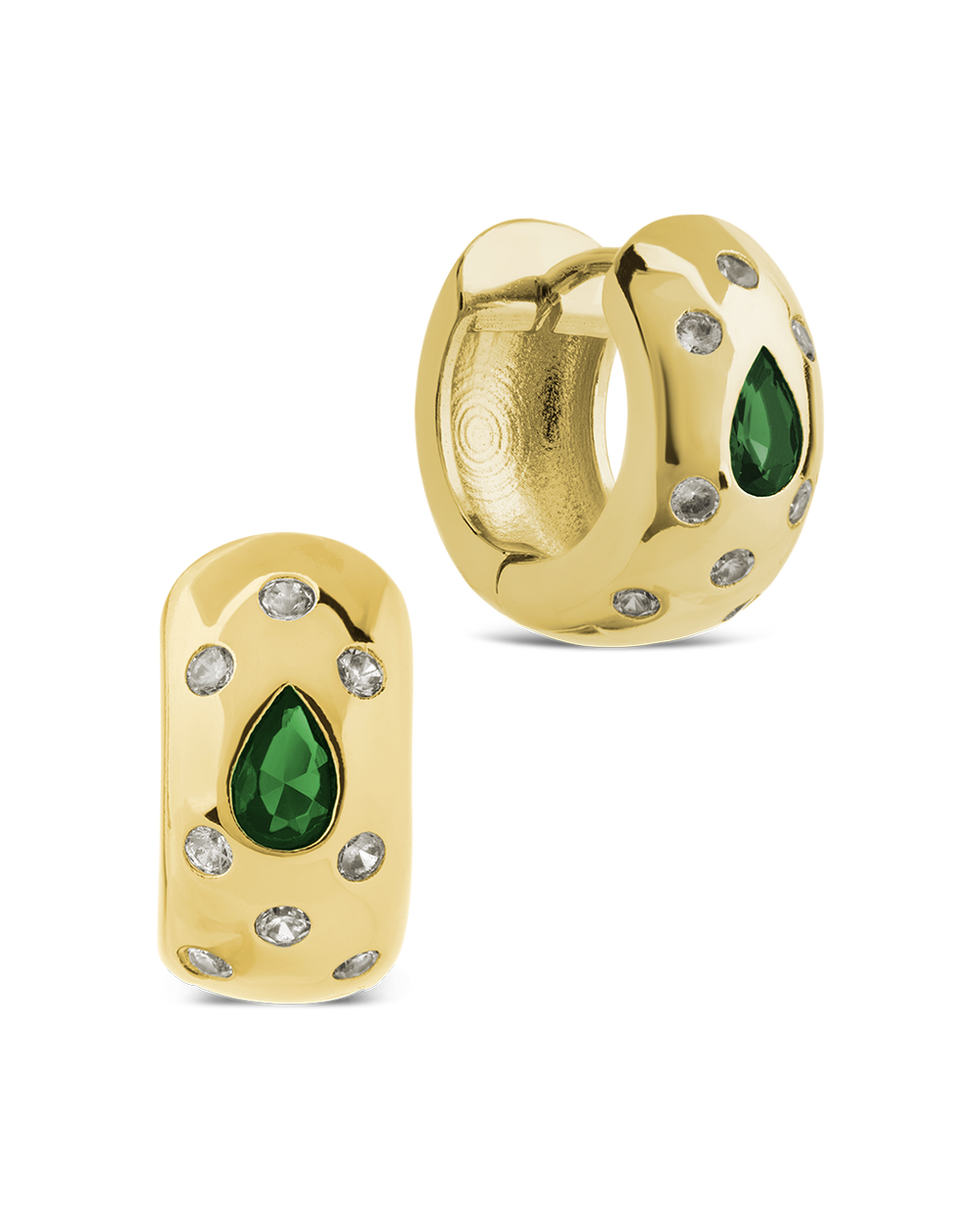 Mixed CZ Chunky Huggie Hoops