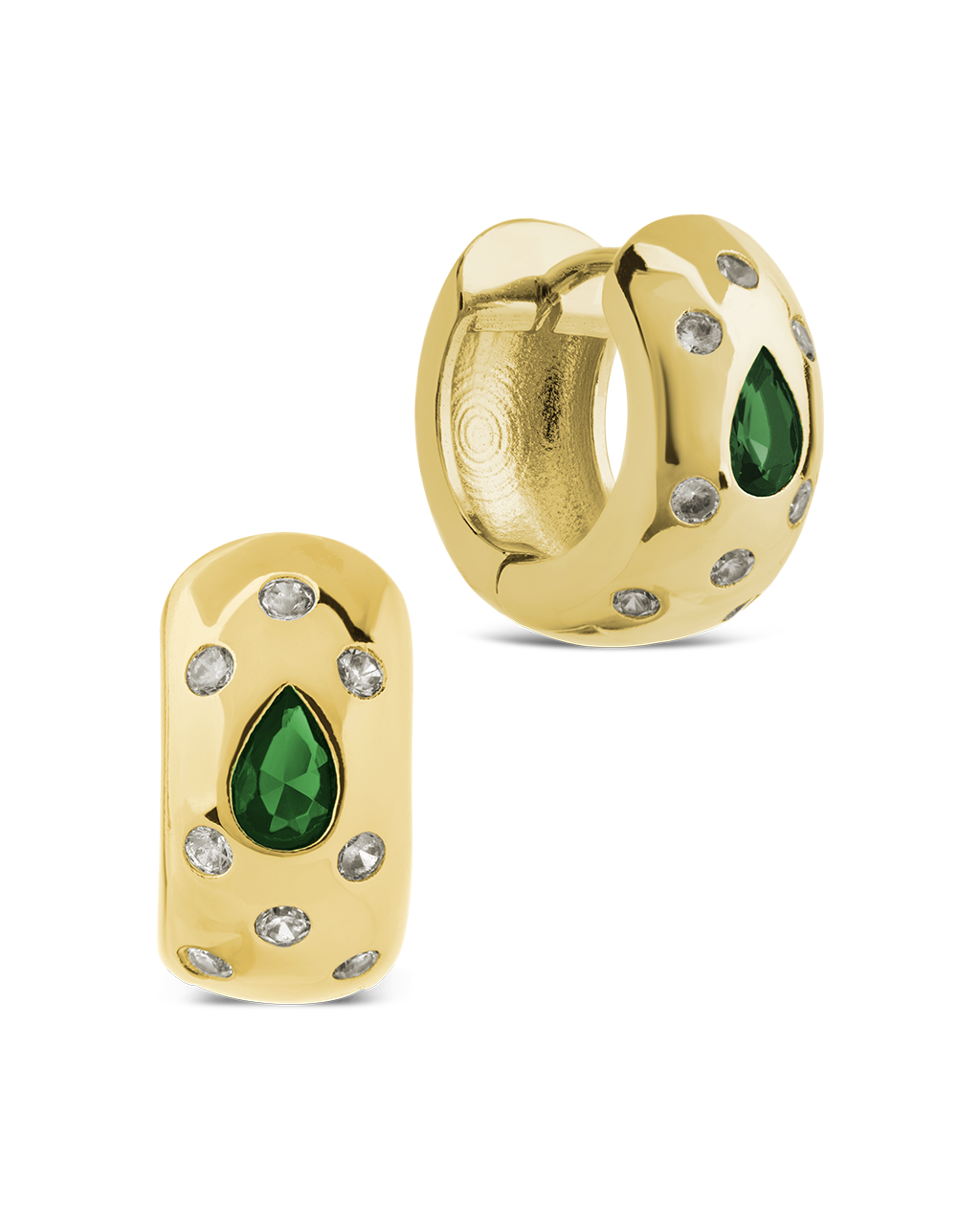 Mixed CZ Chunky Huggie Hoops