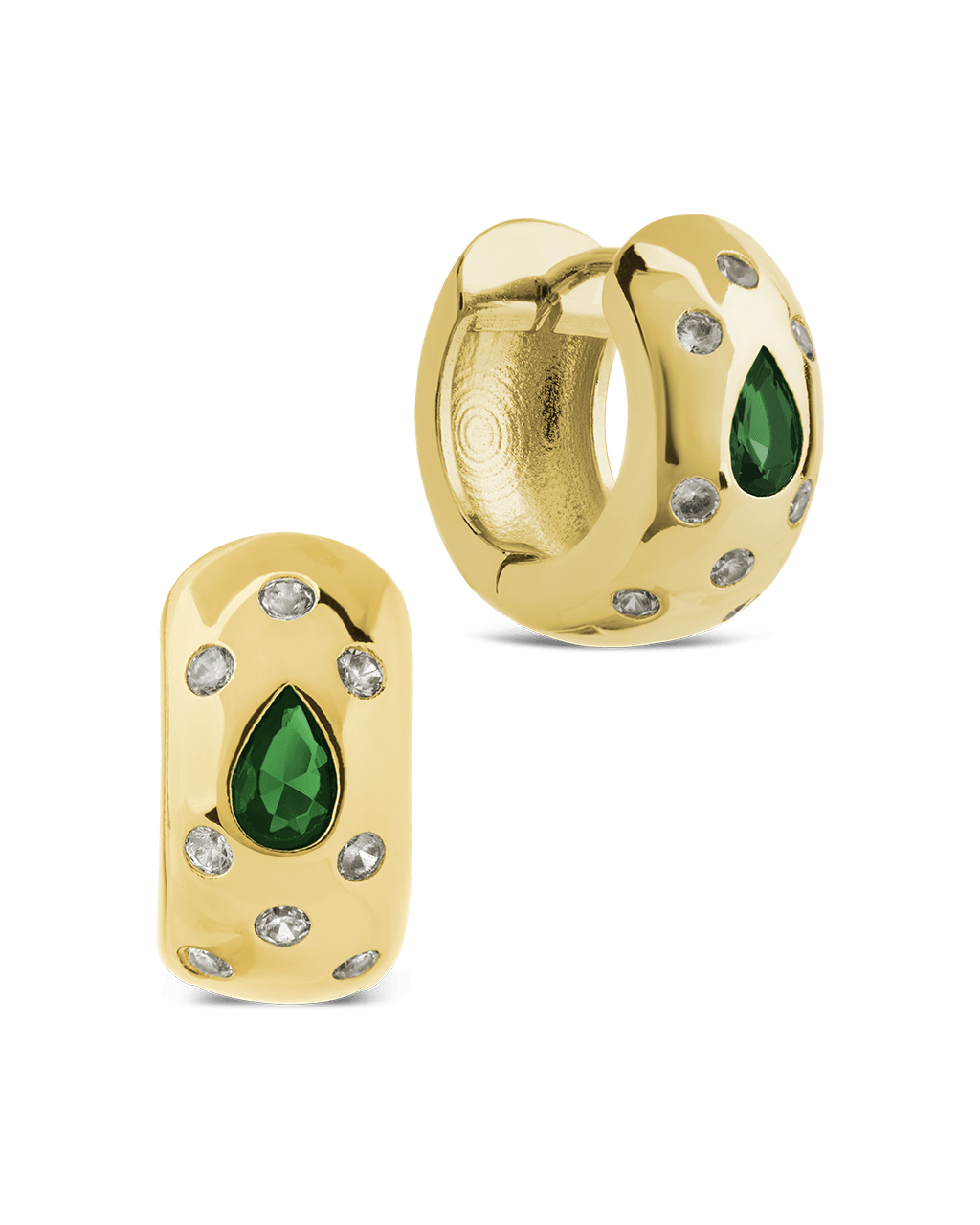 Mixed CZ Chunky Huggie Hoops - Sterling Forever