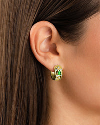 Mixed CZ Chunky Huggie Hoops - Sterling Forever
