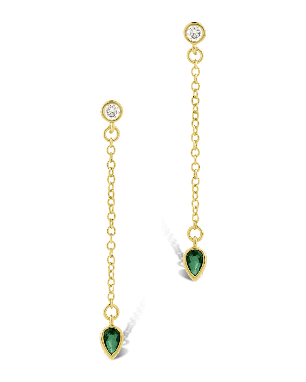 Delicate Chain Link CZ Drop Earrings - Sterling Forever