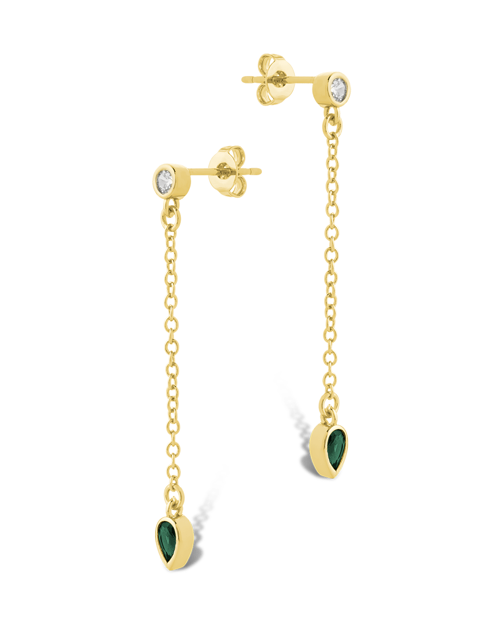 Delicate Chain Link CZ Drop Earrings - Sterling Forever