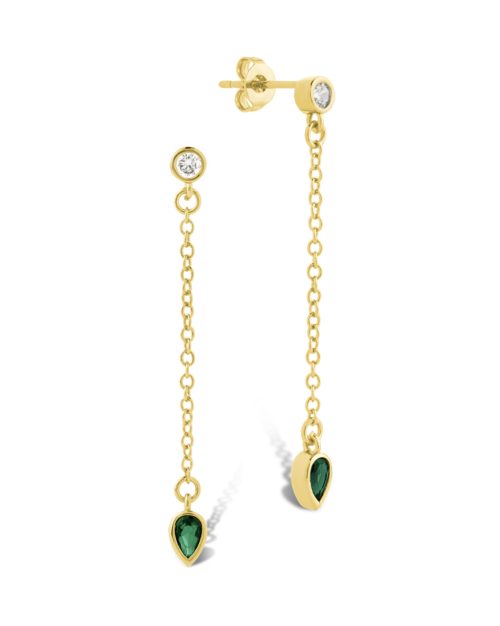 Delicate Chain Link CZ Drop Earrings - Sterling Forever