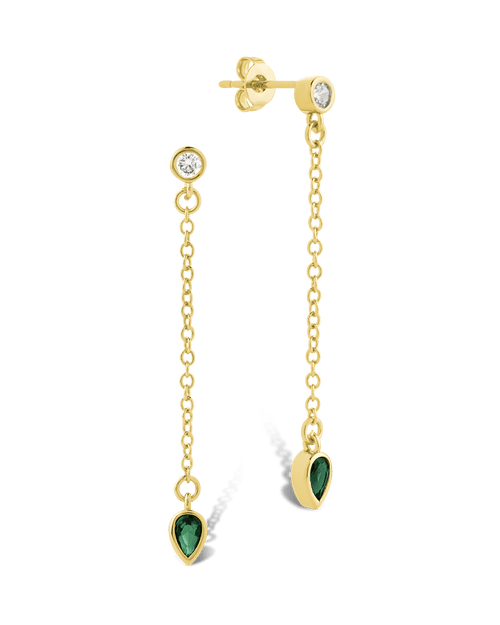 Delicate Chain Link CZ Drop Earrings - Sterling Forever