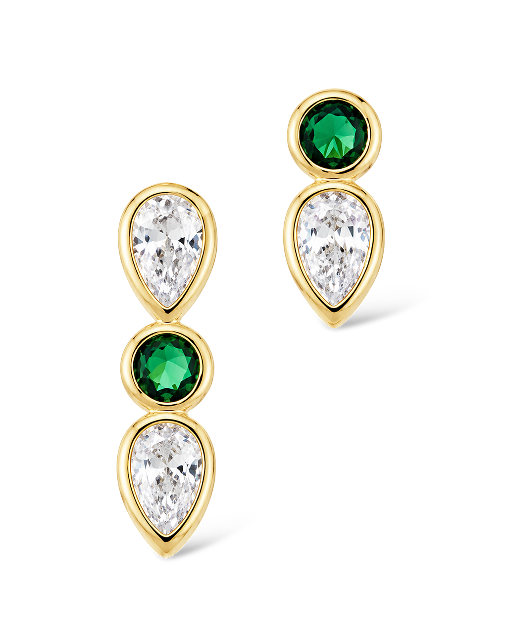 Bezel-Set Mixed-Cut Vertical Drop Stud Set