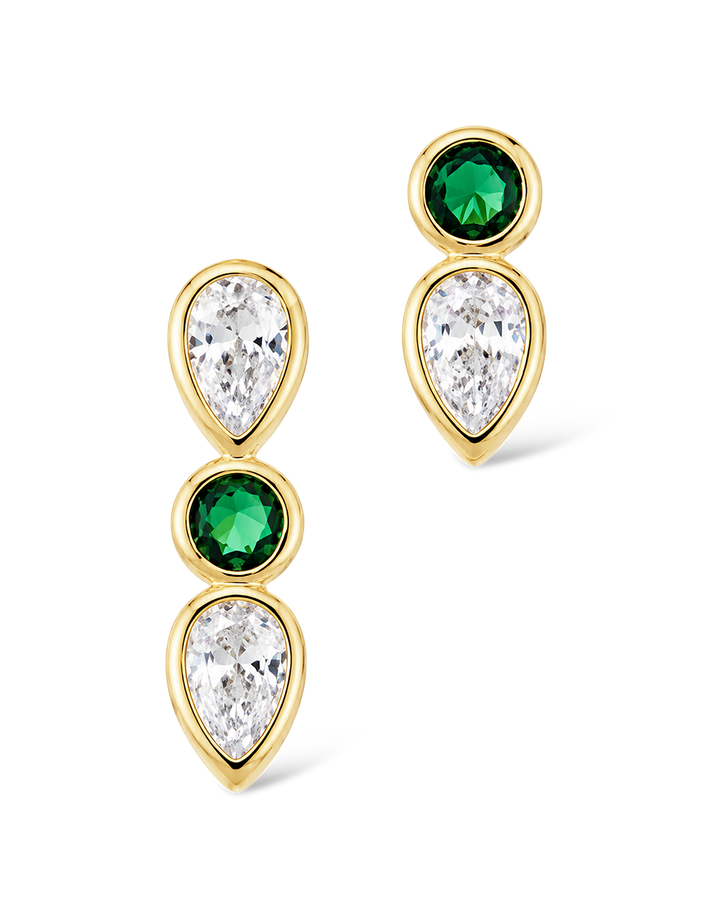 Bezel-Set Mixed-Cut Vertical Drop Stud Set