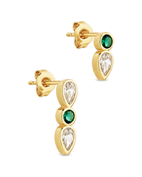 Bezel-Set Mixed-Cut Vertical Drop Stud Set
