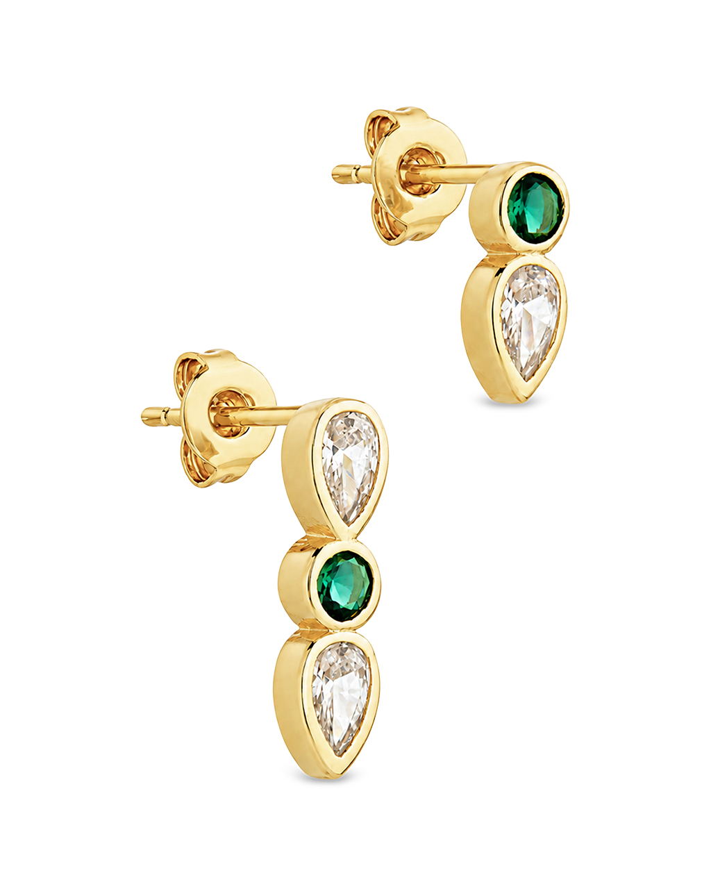 Bezel-Set Mixed-Cut Vertical Drop Stud Set