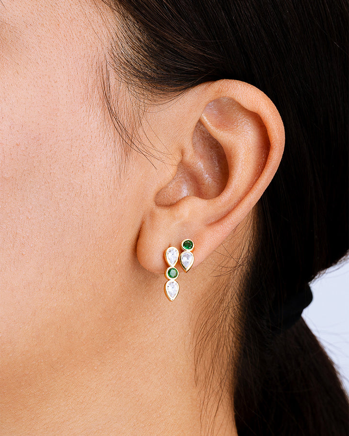 Bezel-Set Mixed-Cut Vertical Drop Stud Set