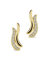 Pavé Crossover Huggie Earrings