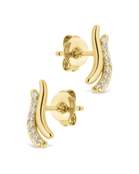 Pavé Crossover Huggie Earrings
