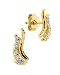 Pavé Crossover Huggie Earrings