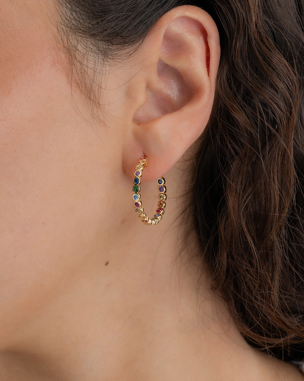 Helene Bezel Rainbow CZ Earring
