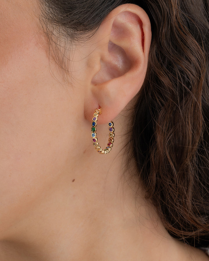 Helene Bezel Rainbow CZ Earring