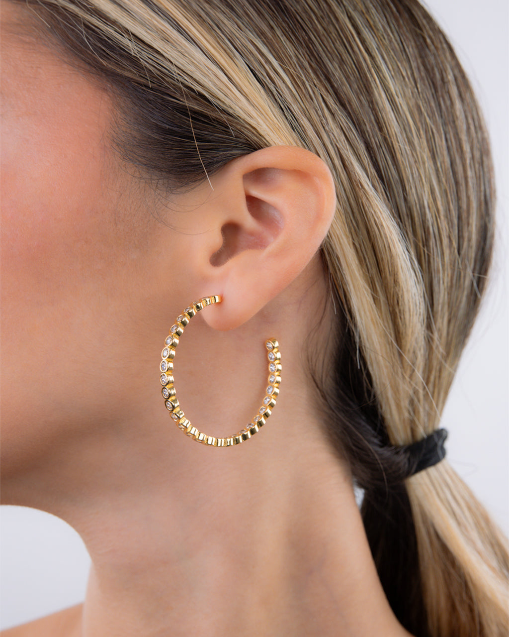 Helene Bezel CZ Signature Hoops