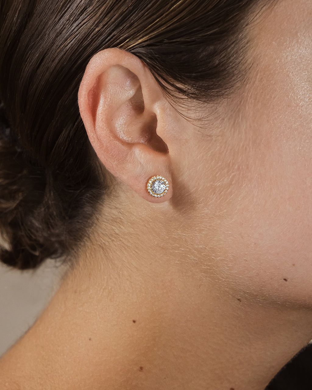 Sterling Silver CZ Halo Stud Earrings