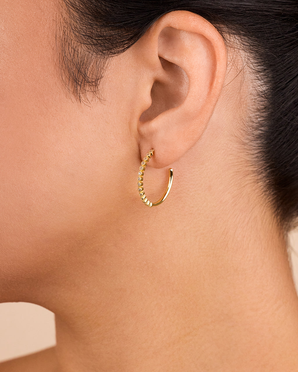 Sterling Silver Mini CZ Bezel Hoops