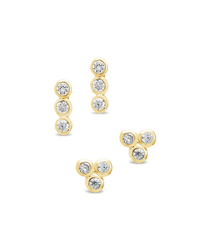 Sterling Silver 2pc Bezel Stud Set