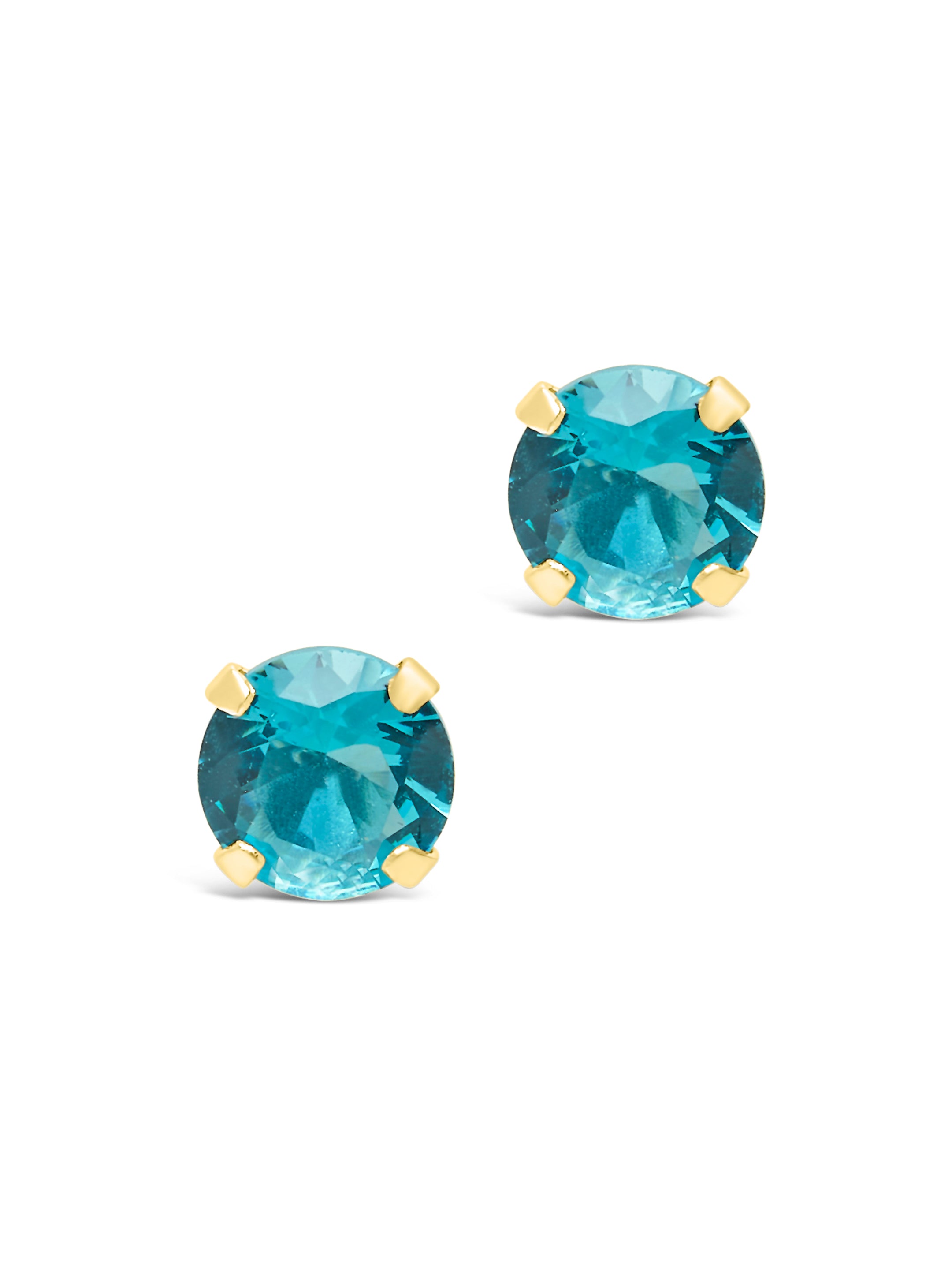 Sterling Silver 7mm Aquamarine CZ Stud Earrings